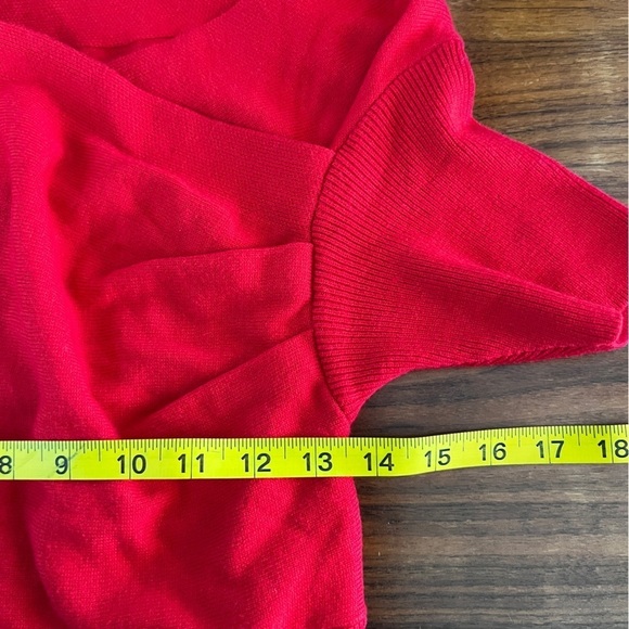 MICHELLE MASON Revolve Red Ribbed Short Sleeve Crossover Sweater Dress Sz small - Picture 10 of 13